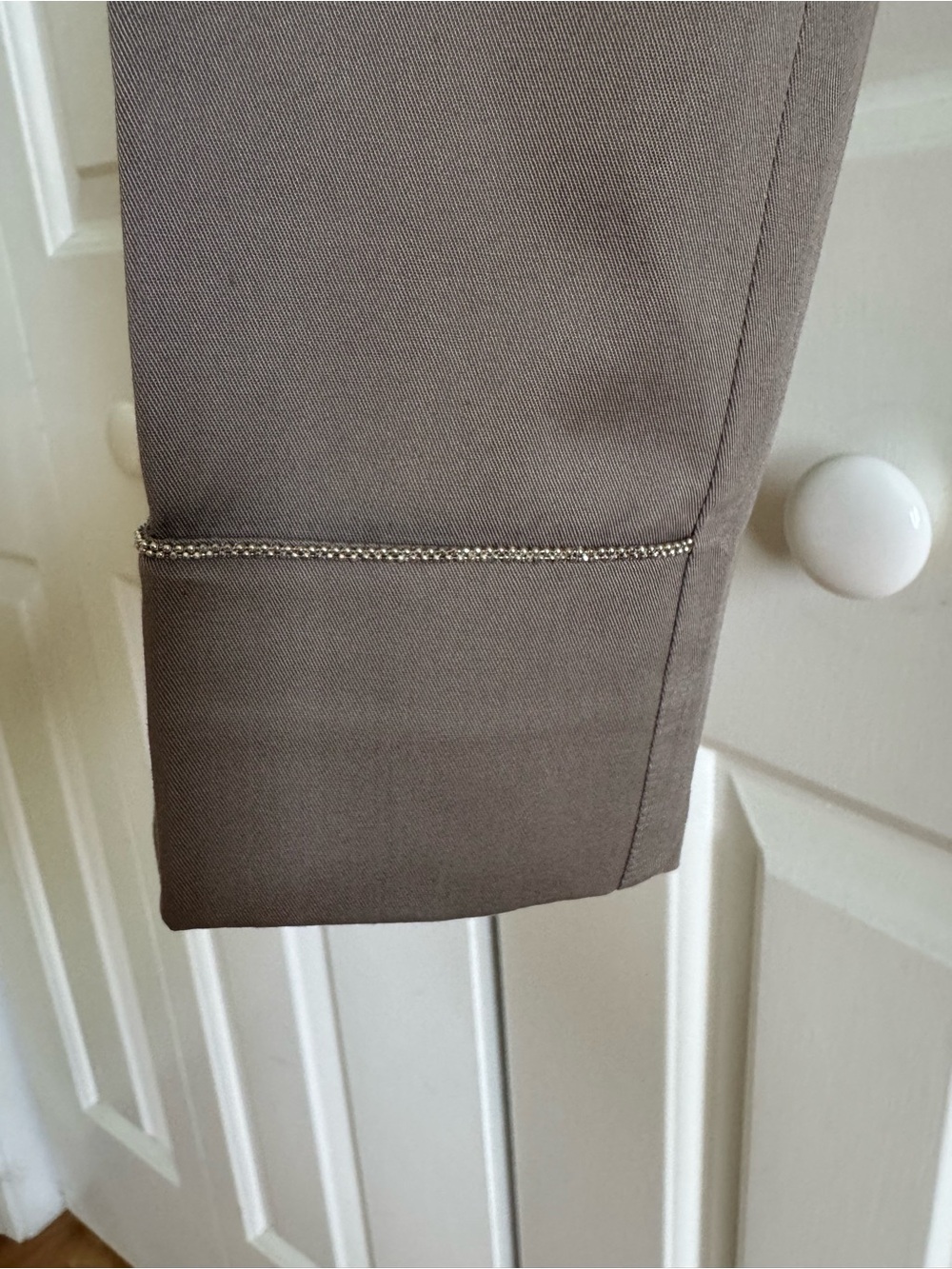 PESERICO Women Beige Cotton Pants 8/44 EUC - Picture 4 of 9